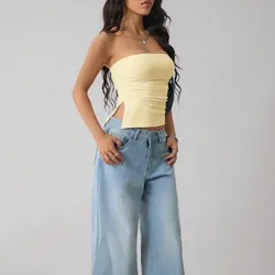 Top amarillo sin tirantes