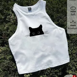 Top blanco de gato negro