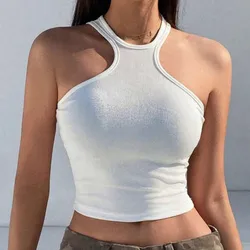 Top blanco de tirantes cruzado delante