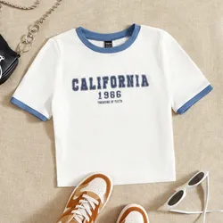 Top California blanco y azul