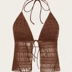 Top carmelita con espalda abierta