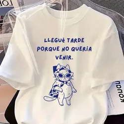 Top de mangas con texto y gato