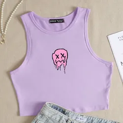 Top morado con carita rosada