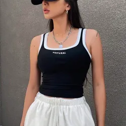 Top negro de tirantes con borde