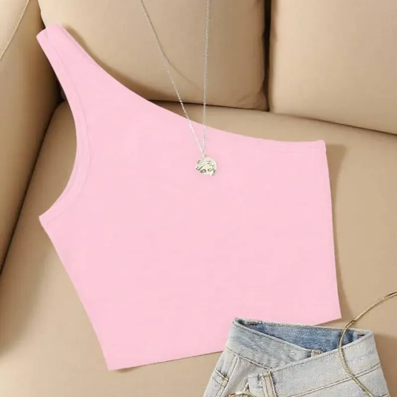 Top rosado de un hombro