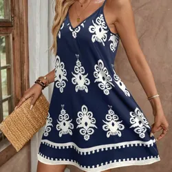 Vestido azul oscuro ancho