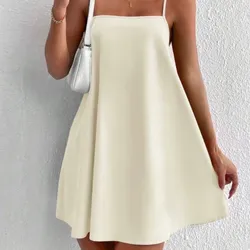 Vestido beige corto liso