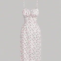 Vestido blanco estampado rosa