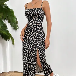 Vestido de tirantes estampado negro