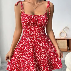 Vestido de tirantes rojo estampado