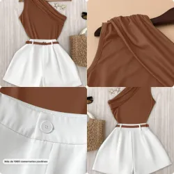 Conjunto marrón y blanco