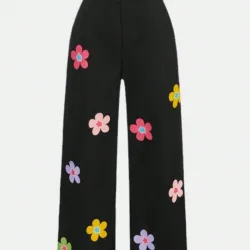 Pantalón negro de flores