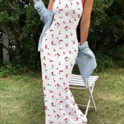 Vestido blanco ,estampado de cerezas 🍒
