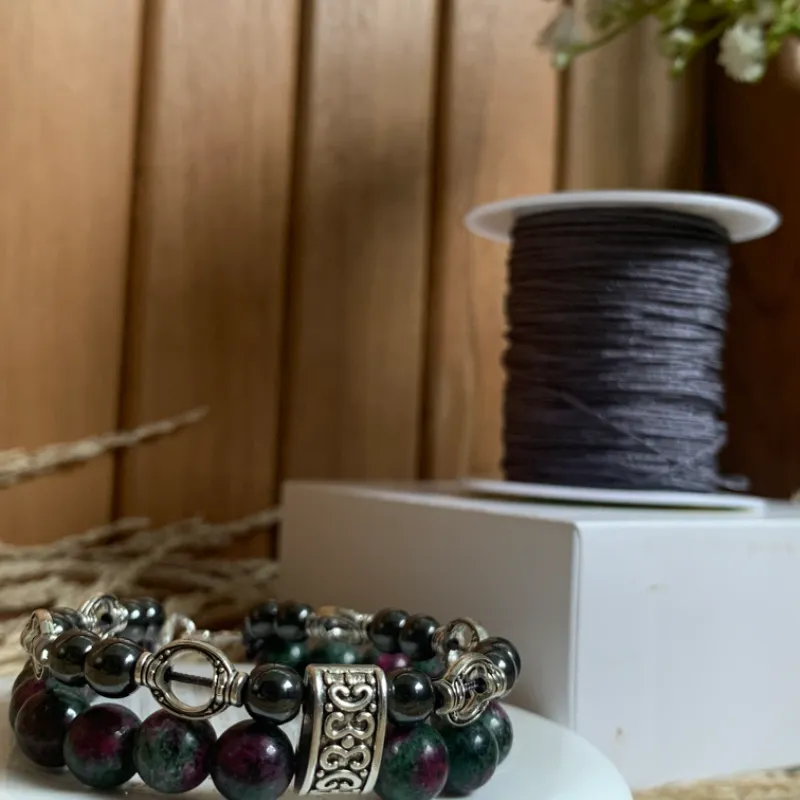 Pulseras de piedras semipreciosas (Espectrolita) 
