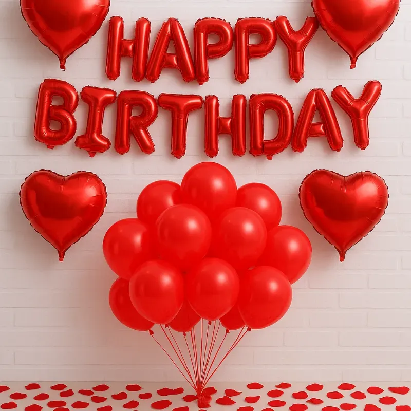 Set happy Birthday con pétalos 