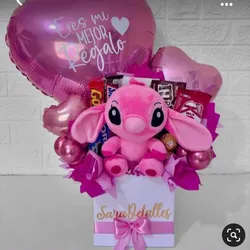 Caja , peluche , globos 🎈,confituras