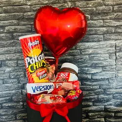 Caja Redonda con confituras y globo de corazón 🎁♥️