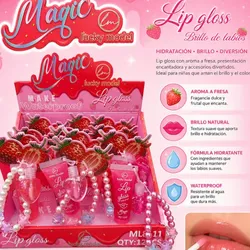 Gloss de fresa con colgante