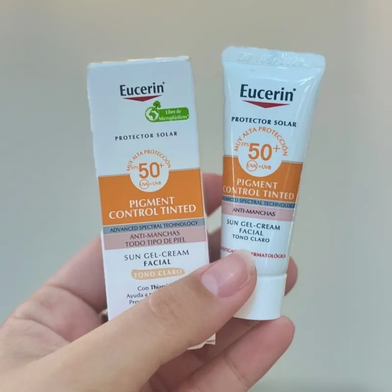 Mini protector solar de Eucerin pigment control tinted 5ml