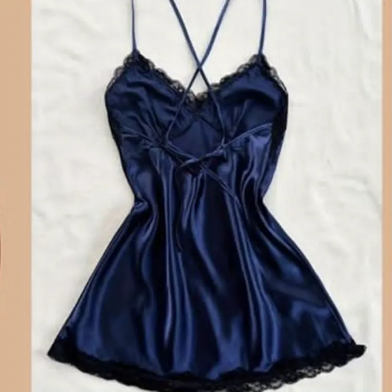 Babydoll azul con encaje negro
