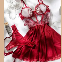 Babydoll Encaje Rubí