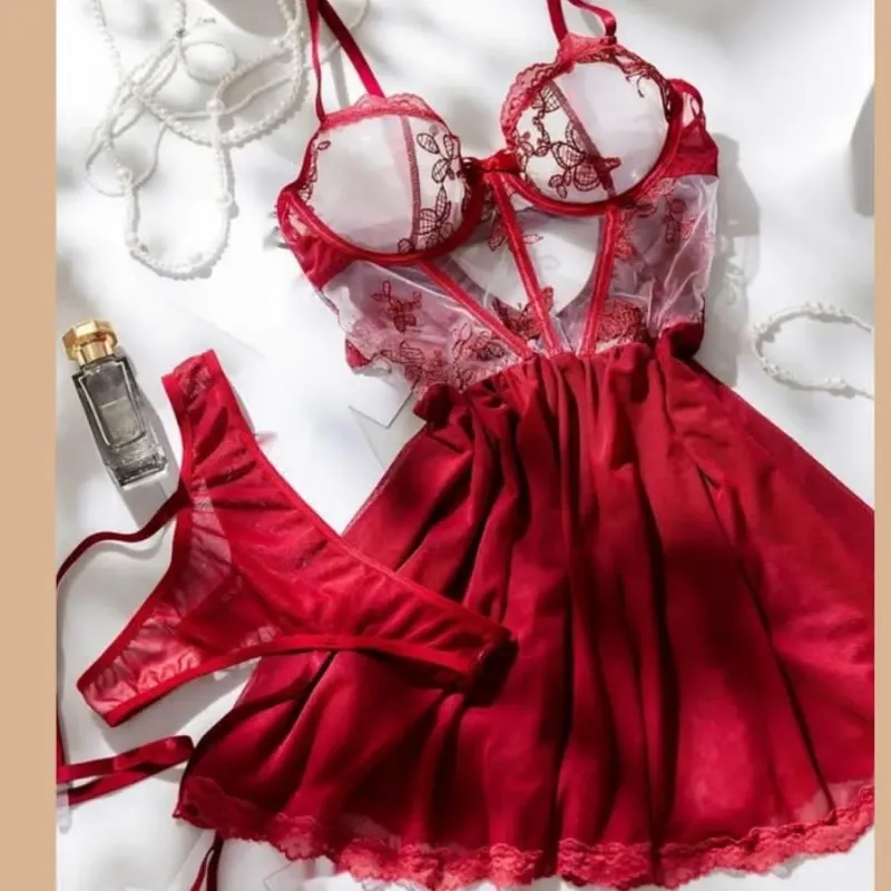 Babydoll Encaje Rubí