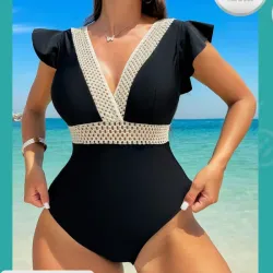 Bañador negro con detalles dorados