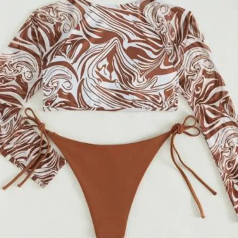 Bikini de mangas largas carmelita