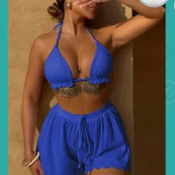 Bikini de tres piezas azul