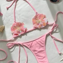Bikini rosa de flor