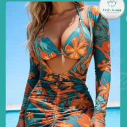 Juego de bañador y cover floreado