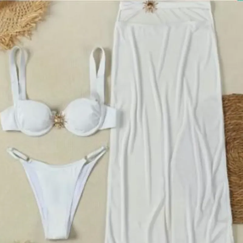 Juego de bikini blanco con paredo
