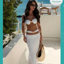 Juego de bikini blanco con paredo