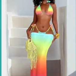 Juego de bikini con paredo arcoiris