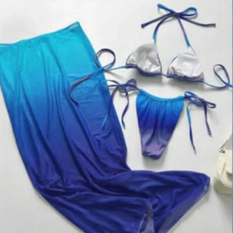 Juego de bikini con paredo azul