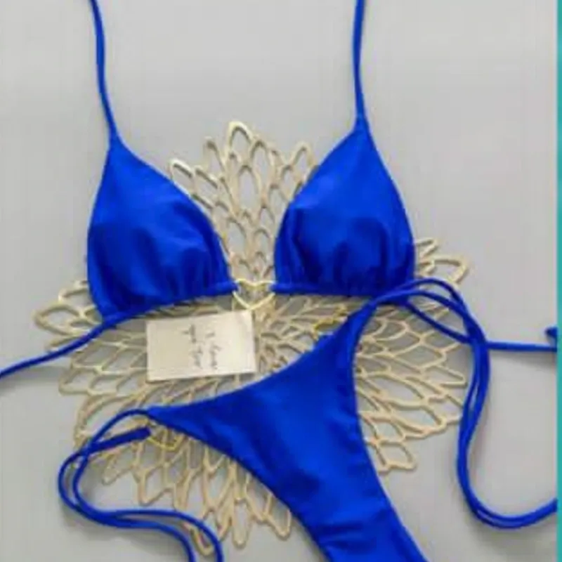 Juego de bikini de hilo azul