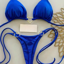 Juego de bikini de hilo azul