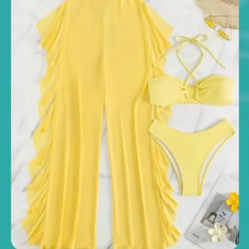 Juego de bikini y pantalon amarillo