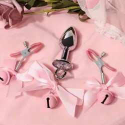 Kit Pecado Rosa – Plug Anal & Pinzas de Pezones