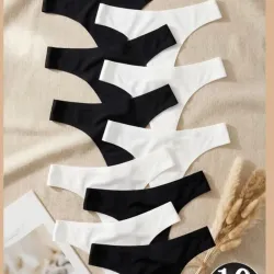 Set de 10 tangas negras y blancas de algodon