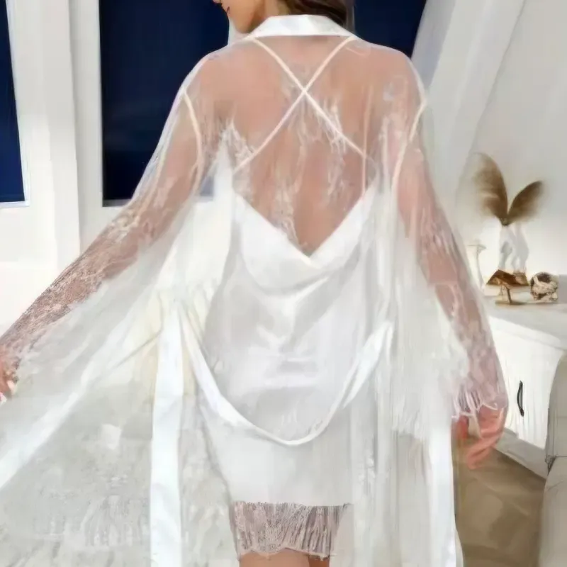 Set de Bata y Babydoll Blanco