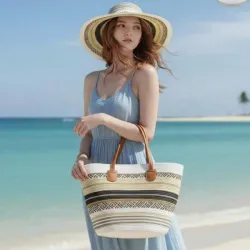 Set de bolso y pamela blanco
