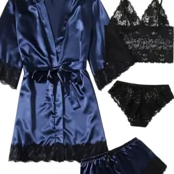 Set de pijama con bata azul