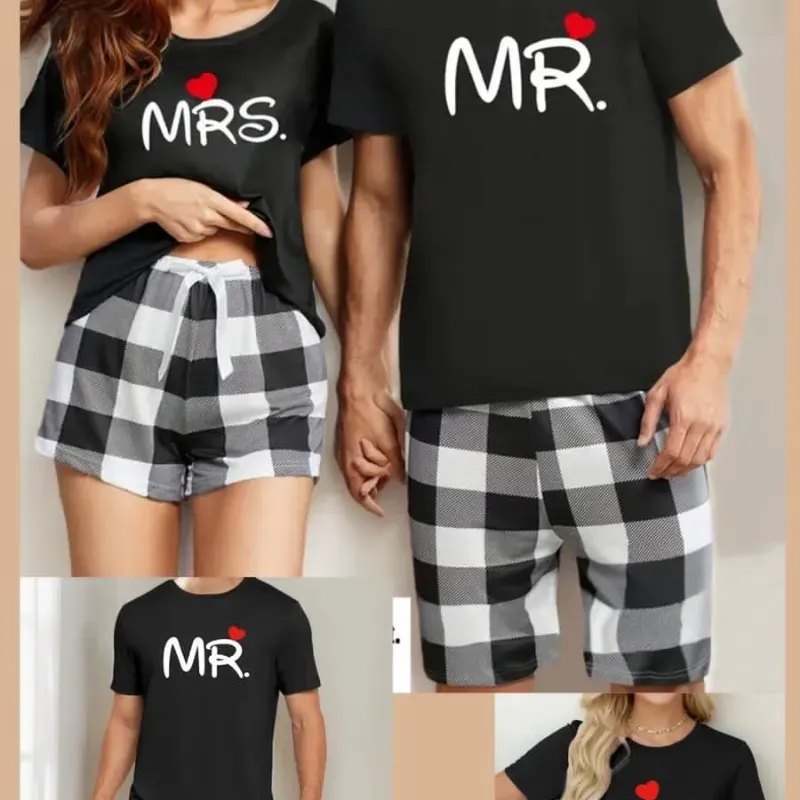 Set pijama de pareja a cuadros