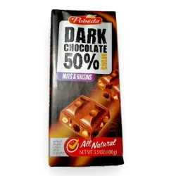 Pobeda Dark Chocolate Nuts & Raisins 100g
