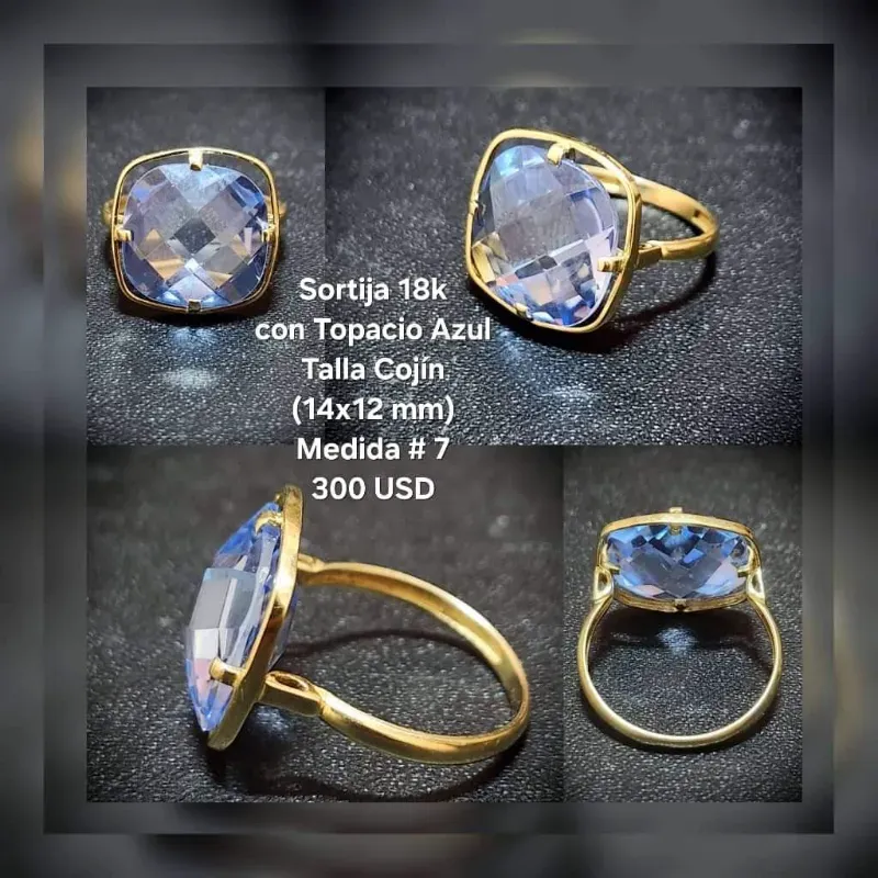 Sortija 18k con Topacio Azul