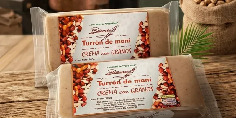 Turrón de maní crema con azúcar y granos 