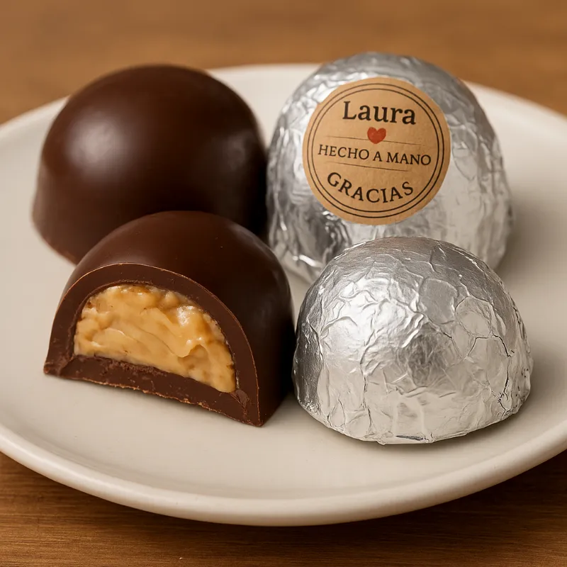 Bombón de chocolate con crema de maní