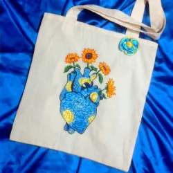 Bolso de lienzo (corazón con flores)