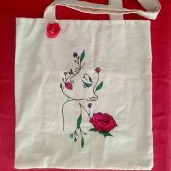 Bolso de lienzo (muchacha a líneas)